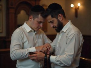 יהודי מניח בתי תפילין כשרים מחברת תפילין ירושלים בטקס מלא כוונה